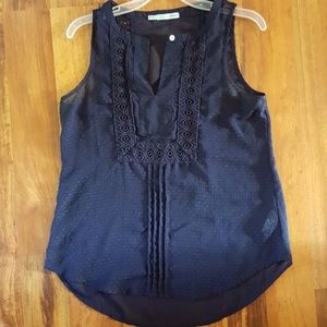 Maurices, blue sleeveless blouse with embroider